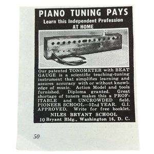 Niles Bryant School Vintage Print Ad 1952 Piano Tuning Tonometer Beat Gauge